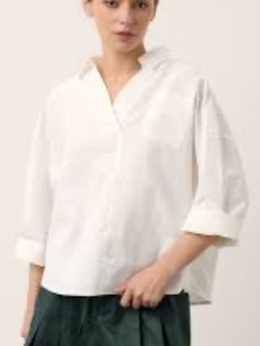 Lintico Linen Oversized Fit Pocket Shirt ELOWEN Optic White Size Small